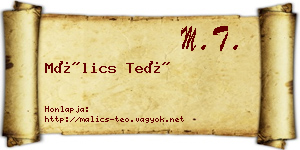 Málics Teó névjegykártya